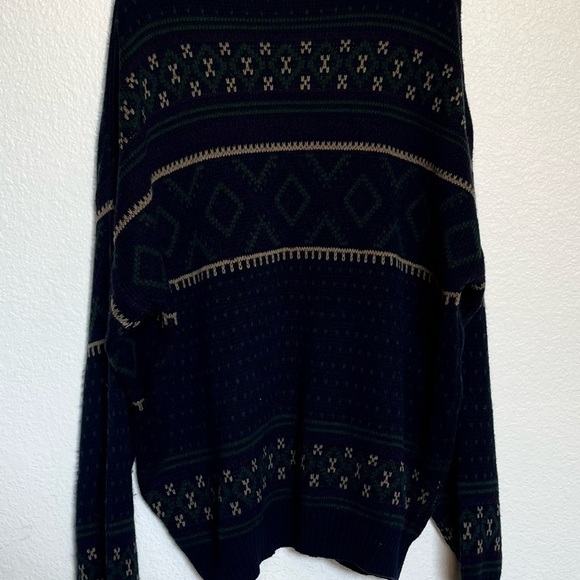Vintage Windridge Mervyns Sweater Blue Green Mosaic Pattern Men’s Size XXLT - Picture 3 of 3